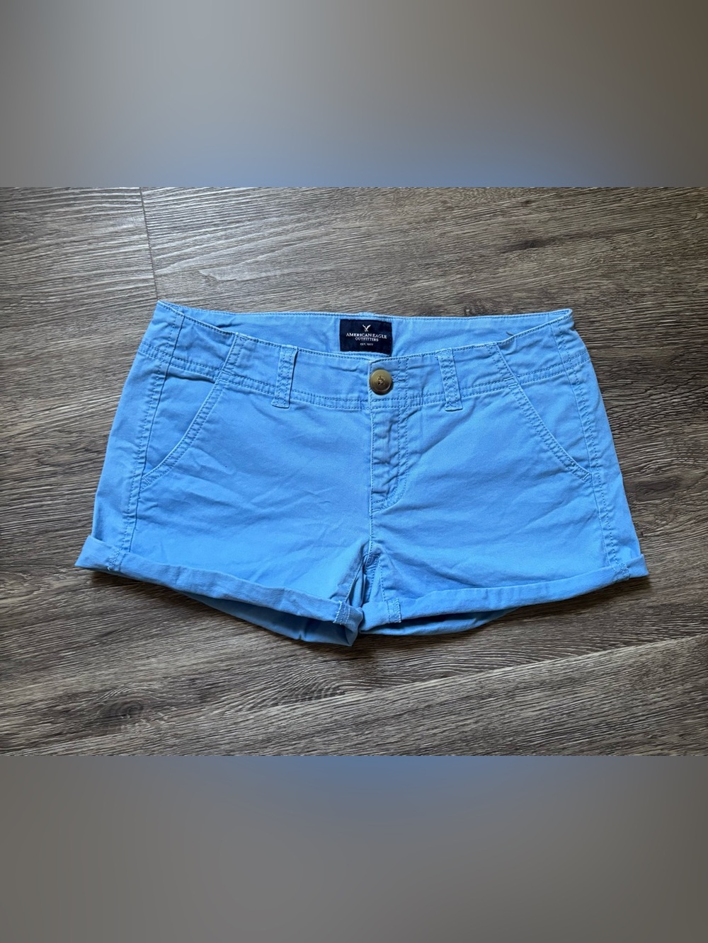American Eagle Outfitters Women’s Sky Blue Low-Rise Cotton Shorts